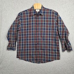 Savane‎ Deep Dye Shirt Mens XL Blue Red Plaid Button Down Long Sleeve Casual